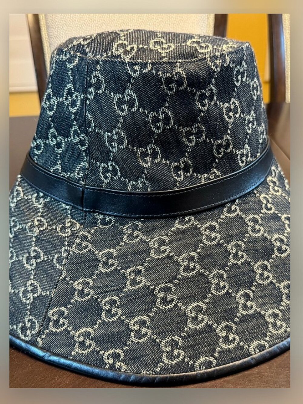 Gucci Classic GG Denim Oversized Brim Sun Hat - Picture 2 of 11